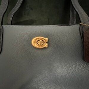 Authentic Coach Willow Tote Bag, Blue, Medium